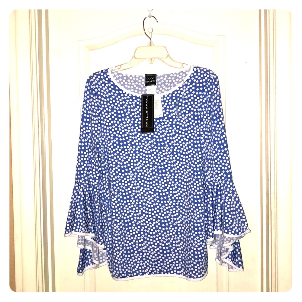 Coco Blanco Periwinkle/white Blouse.
